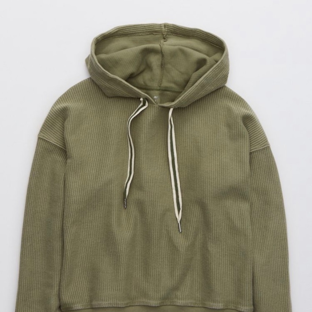 aerie cropped corduroy hoodie